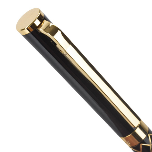 Ручка подарочная шариковая GALANT "Klondike", корпус черный с золотистым, синяя фото 5