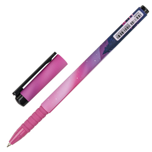 Ручка шариковая BRAUBERG SOFT TOUCH GRIP "STARS", мягкое покрытие, узел 0,7 мм, синяя фото 7