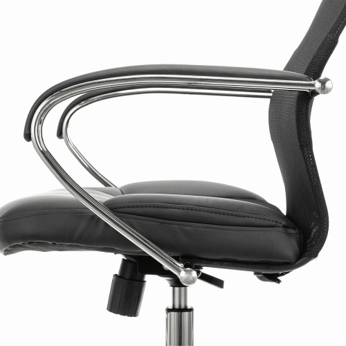 Кресло офисное BRABIX PREMIUM "Stalker EX-608 CH", хром, ткань-сетка/кожзам, черное фото 6