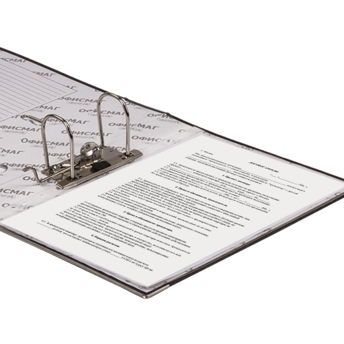 Папка-регистратор ОФИСМАГ, фактура стандарт, с мраморным покрытием, 75 мм, черный корешок фото 4