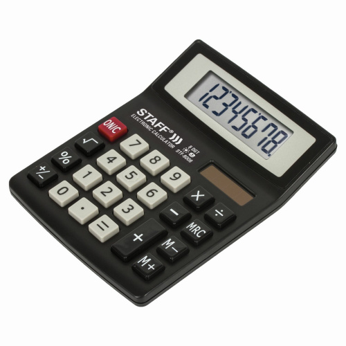 Калькулятор настольный STAFF STF-8008, 113х87 мм, 8 разрядов, двойное питание фото 3