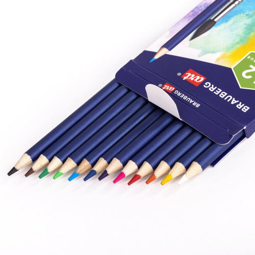 Карандаши художественные цветные акварельные BRAUBERG ART CLASSIC, 12 цветов, грифель 3,3 мм фото 6