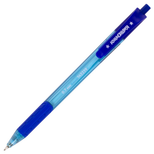 Ручка шариковая масляная автоматическая с грипом ЮНЛАНДИЯ COLOR MIX, линия письма 0,35 мм, синяя фото 4