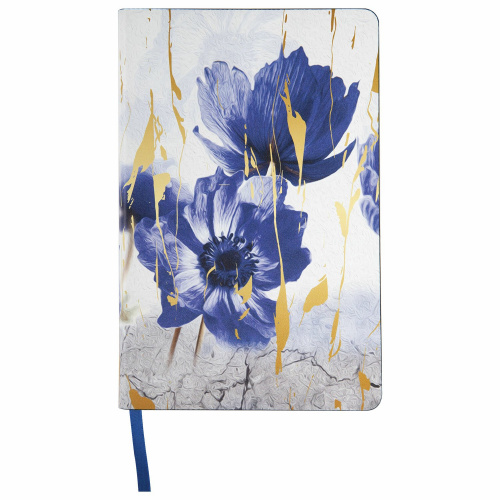 Ежедневник недатированный А5 (138х213 мм), BRAUBERG VISTA, под кожу, гибкий, 136 л., "Blue flowers" фото 10