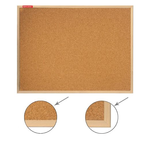 Доска пробковая для объявлений BRAUBERG, 90х120 см, деревянная рамка фото 8