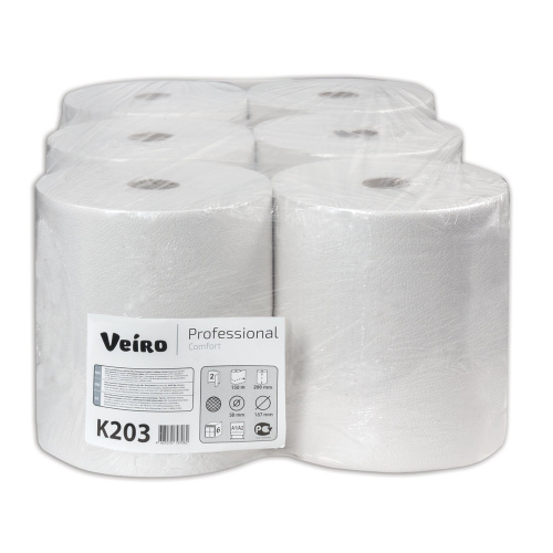 Полотенца бумажные рулонные VEIRO PROFESSIONAL, 150 м, 2-слойные, белые, 6 рулонов фото 2