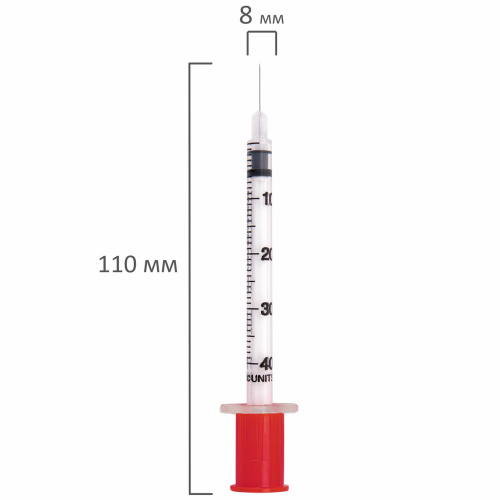 Шприц инсулиновый SFM, 1 мл, 10 шт., в пакете, U-40 игла несъемная 0,33х12,7 мм фото 4
