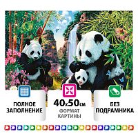 Картина стразами ОСТРОВ СОКРОВИЩ "Панды", 40х50 см, без подрамника