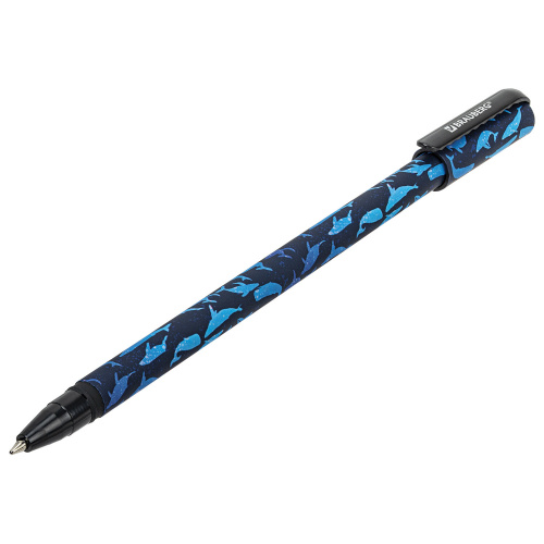 Ручка шариковая BRAUBERG SOFT TOUCH STICK "WHALE", мягкое покрытие, узел 0,7 мм, синяя фото 8