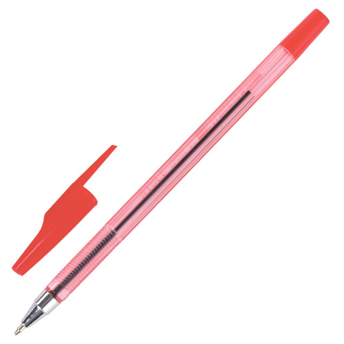 Ручка шариковая STAFF AA-927, красная, корпус тонированный, хромированные детали, линия 0,35 мм фото 2