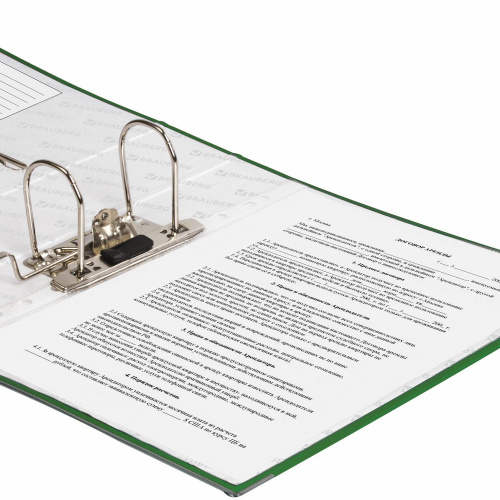 Папка-регистратор BRAUBERG, покрытие из ПВХ, 80 мм, с уголком, зеленая фото 6