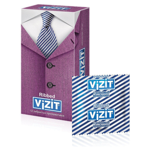 Презервативы латексные VIZIT Ribbed, 12 шт., с ребрами фото 2