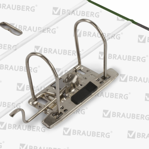 Папка-регистратор BRAUBERG, усиленный корешок, мраморное покрытие, 80 мм, с уголком, зеленая фото 4