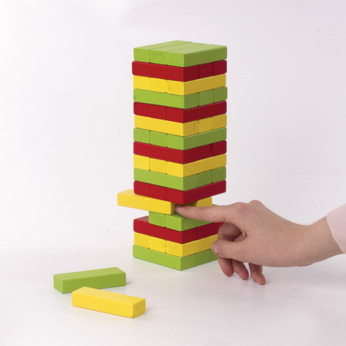 Игра настольная ЗОЛОТАЯ СКАЗКА "ЦВЕТНАЯ БАШНЯ", 48 окрашенных деревянных блоков + кубик фото 6
