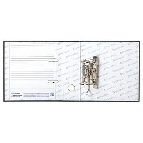 Папка-регистратор BRAUBERG, А5, 70 мм, вертикальная, покрытие мраморное, ПВХ, черная фото 9