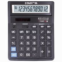 Калькулятор настольный STAFF, 12 разрядов, двойное питание, 210x165 мм, черный