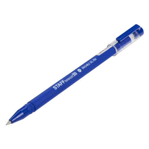 Ручка стираемая гелевая STAFF ERASE, прорезиненный корпус, линия письма 0,35 мм, синяя фото 2