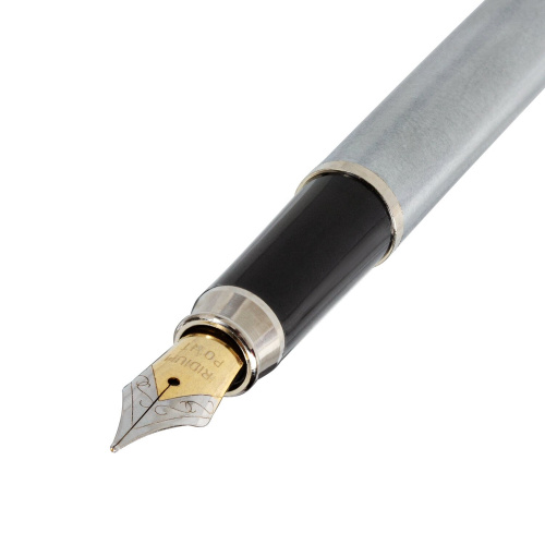 Ручка подарочная перьевая BRAUBERG "Larghetto", корпус серебристый, линия письма 0,25 мм, синяя фото 10