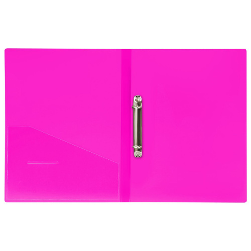 Папка на 2 кольцах BRAUBERG "Neon", 25 мм, до 170 листов, внутренний карман, неоновая, розовая фото 5