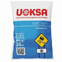Материал противогололёдный UOKSA КрИстал, 20 кг, до -15°C, природная соль, мешок
