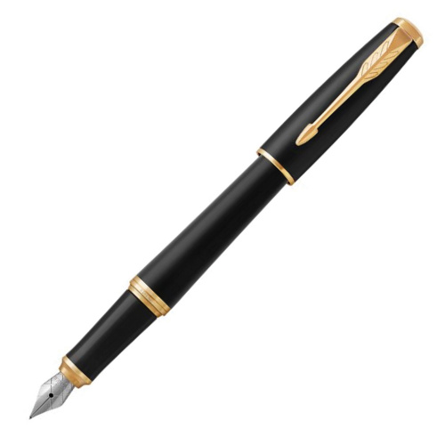 Ручка перьевая PARKER "Urban Core Muted Black GT", корпус черный матовый лак, синяя фото 5