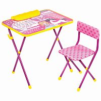 Комплект детской мебели BRAUBERG NIKA KIDS, стол, стул, пенал, розовый