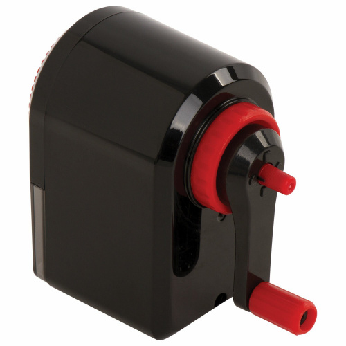 Точилка механическая BRAUBERG "ULTRA", для ч/гр и цветных карандашей, корпус черный с красным фото 3