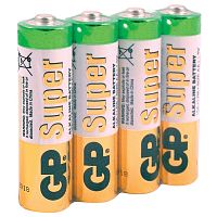 Батарейки GP Super, AA, 4 шт., алкалиновые, пальчиковые, в пленке