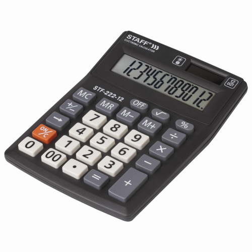 Калькулятор настольный STAFF, 138x103 мм, 12 разрядов, двойное питание фото 2