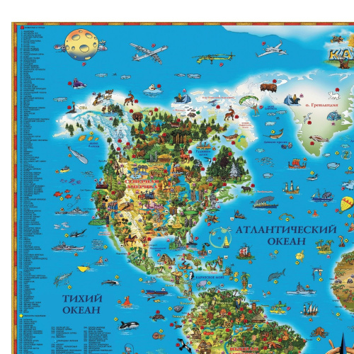 Карта настенная для детей DMB "Мир", 116х79 см, ламинированная фото 3