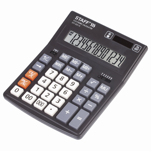 Калькулятор настольный STAFF, 200x154 мм, 14 разрядов, двойное питание фото 5