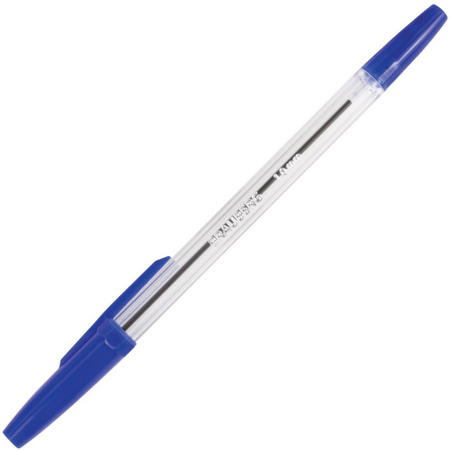 Ручка шариковая BRAUBERG "Line", корпус прозрачный, узел 1 мм, линия письма 0,5 мм, синяя фото 3