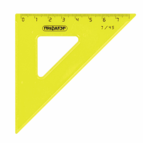 Набор чертежный малый ПИФАГОР, линейка 16 см, 2 треугольника, транспортир, непрозрачный, неоновый фото 7