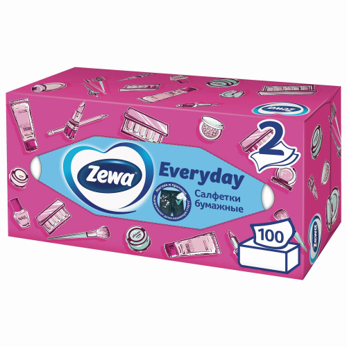 Салфетки косметические ZEWA, 2-х слойные 100 шт., в картонном боксе фото 9