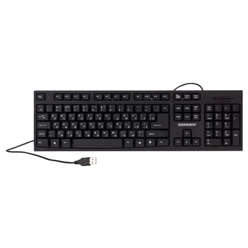 Клавиатура проводная SONNEN KB-330,USB, 104 клавиши, классический дизайн, черная фото 5