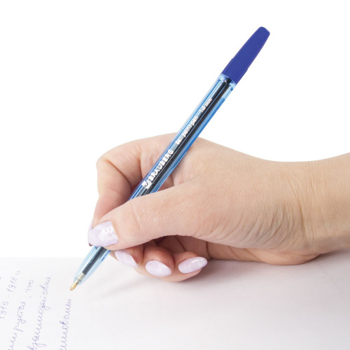 Ручка шариковая BRAUBERG "Carina Blue", корпус тонированный синий, линия письма 0,5 мм, синяя фото 8