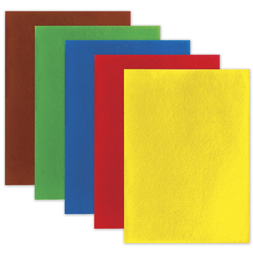 Цветной фетр для творчества ОСТРОВ СОКРОВИЩ, А4, самоклеящийся, 5 листов, 5 цветов фото 2