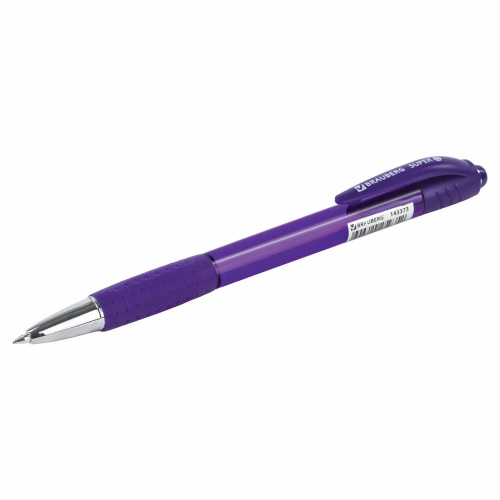 Ручка шариковая автоматическая BRAUBERG SUPER, корпус фиолетовый, линия письма 0,35 мм, синяя фото 5