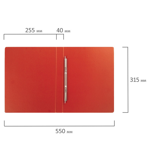 Папка с металлическим пружинным скоросшивателем BRAUBERG, картон/ПВХ, 35 мм, до 290 листов, красная фото 4