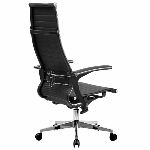 Кресло офисное МЕТТА "К-8.1-Т" хром, экокожа перфорированная, сиденье регулируемое, черное фото 9