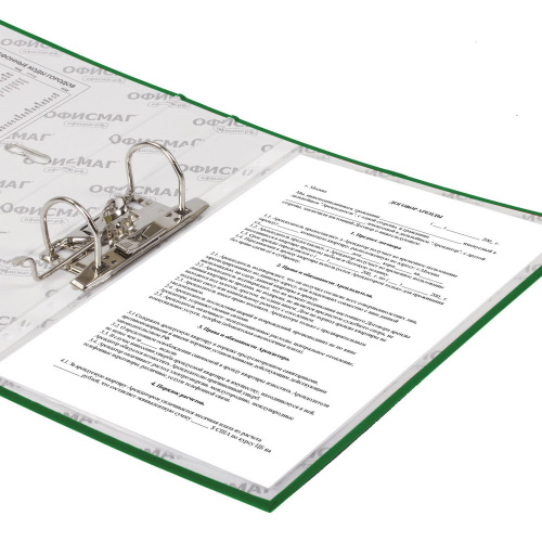 Папка-регистратор ОФИСМАГ, с арочным механизмом, покрытие из ПВХ, 50 мм, зеленая фото 6