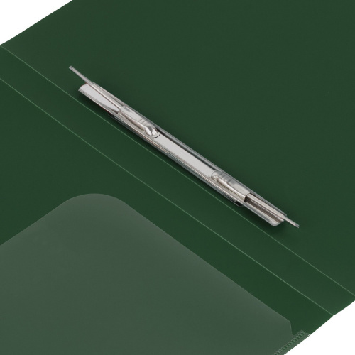 Папка с металлич скоросшивателем и внутренним карманом BRAUBERG, темно-зеленая, до 100 л, 0,6 мм фото 3