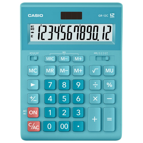 Калькулятор настольный CASIO, 210х155 мм, 12 разрядов, двойное питание, голубой