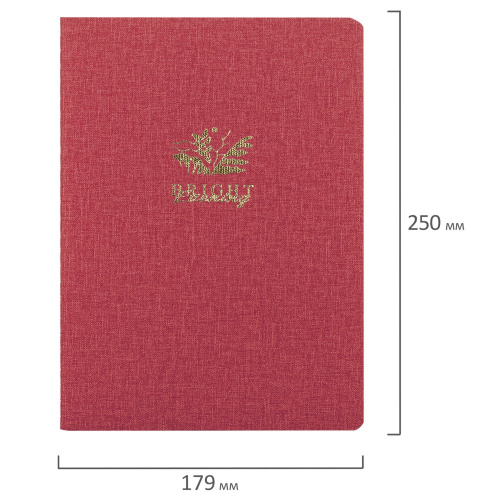 Тетрадь BRAUBERG BRIGHT, 60 л., B5, 179х250мм, обложка кожзам под рогожку, сшивка, красный фото 5