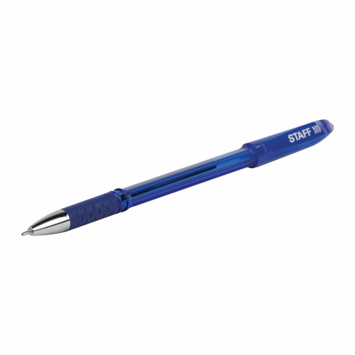 Ручка шариковая масляная с грипом STAFF "Manager OBP-10", линия письма 0,35 мм, синяя фото 2