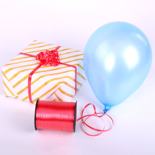 Лента упаковочная декоративная для шаров и подарков ЗОЛОТАЯ СКАЗКА, 5 мм х 500 м, красная фото 3
