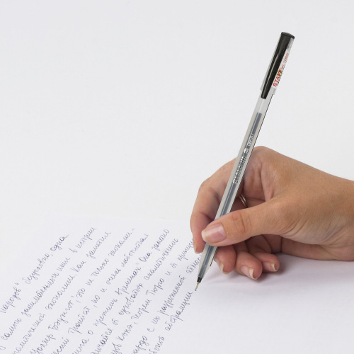 Ручка шариковая масляная STAFF "Basic", корпус матовый, линия письма 0,3 мм, черная фото 4