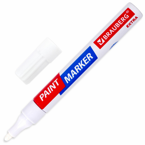 Маркер-краска лаковый BRAUBERG EXTRA (paint marker), 4 мм, белый