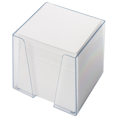 Блок для записей ОФИСМАГ, в подставке прозрачной, куб 9х9х9 см, белизна 95-98%, белый фото 2