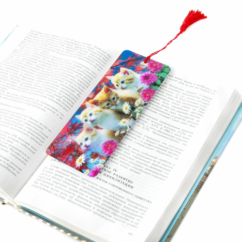 Закладка для книг BRAUBERG "Котята", объемная, с декоративным шнурком-завязкой фото 6